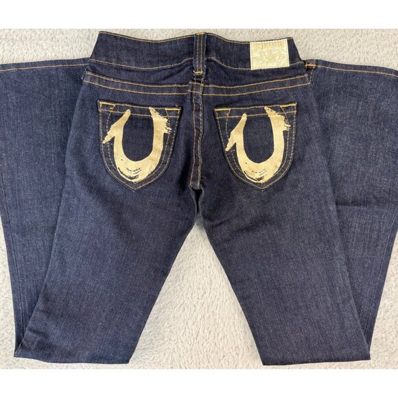 True Religion Bobby Womens 25 Dark Wash Flare Jeans NWOT White Gold Tag Made-USA - Picture 13 of 16